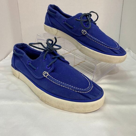 Polo Ralph Lauren Canvas Sander P Boat Shoes Blue Moc Toe Casual Sneaker 9.5D - Picture 4 of 12